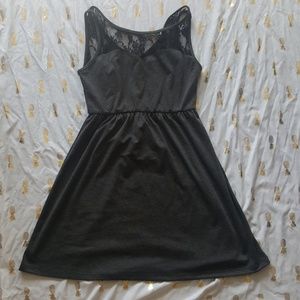 Grey dress with lace neck line